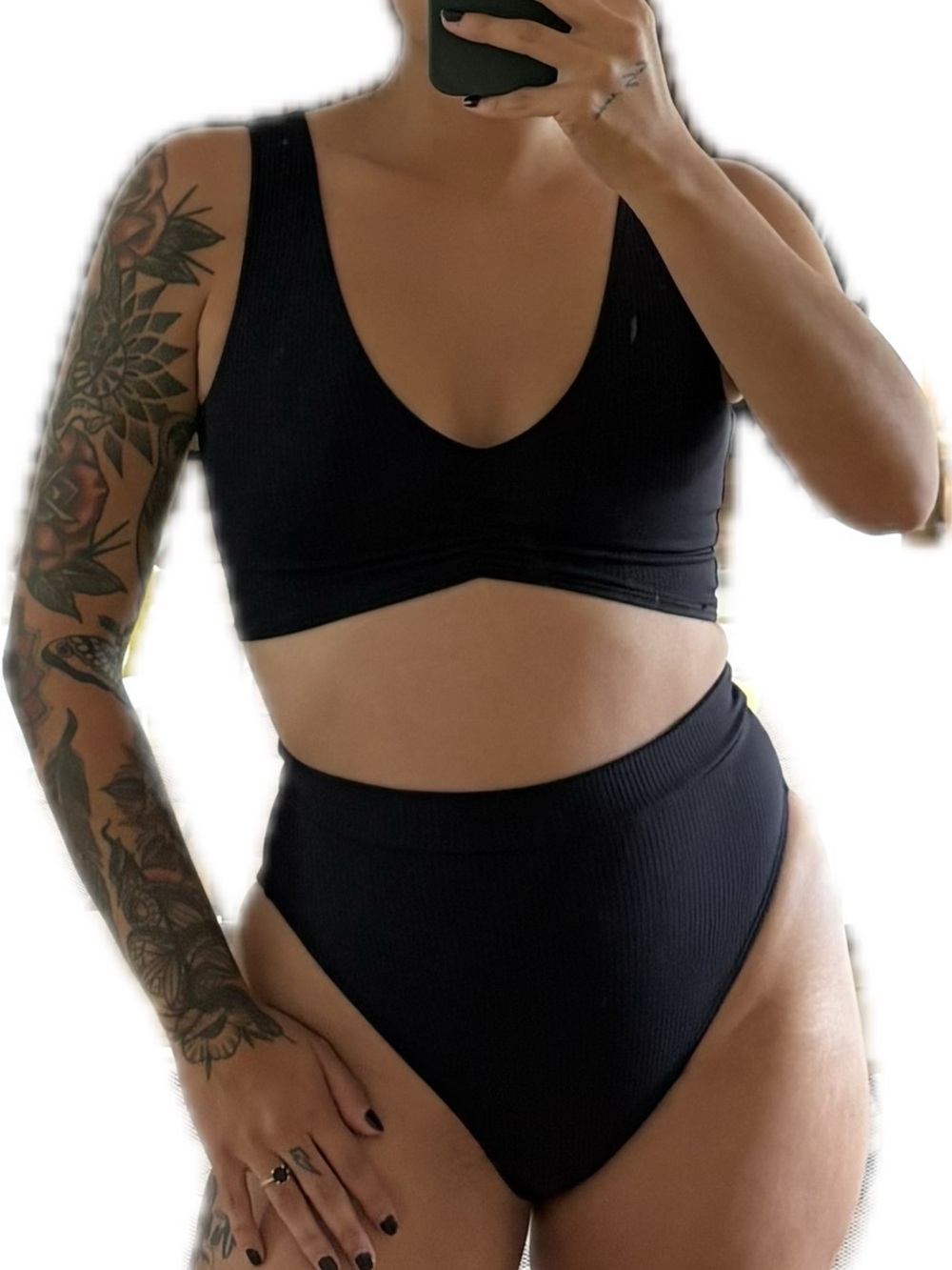 Black Ribbed Bikini Set - Picture 2 of 2